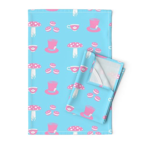 Alice Props Pink on Light Blue, Larger Pattern