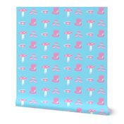 Alice Props Pink on Light Blue, Larger Pattern