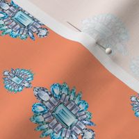 Jewelbox: Aquamarine Brooch on Coral Spice
