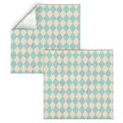 Mint and Cream Distressed Harlequin Diamond with Pink Flecks (2.67 inch diamonds)