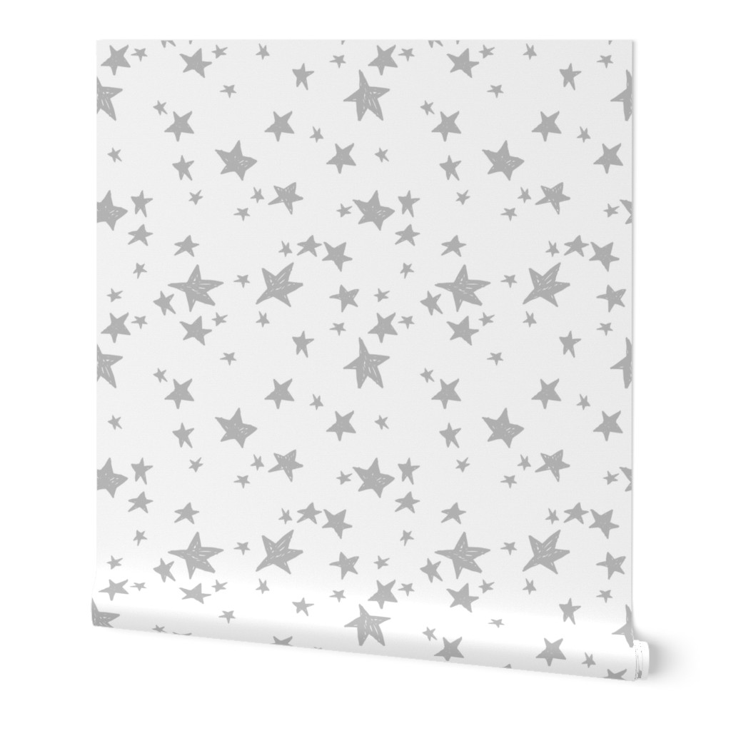 stars // white and grey star fabric nursery baby design andrea lauren fabric