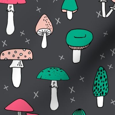 Mushrooms - Charcoal by Andrea Lauren 