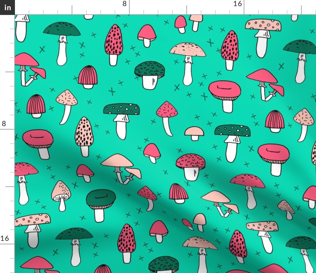 Mushrooms - Light Jade background by Andrea Lauren 