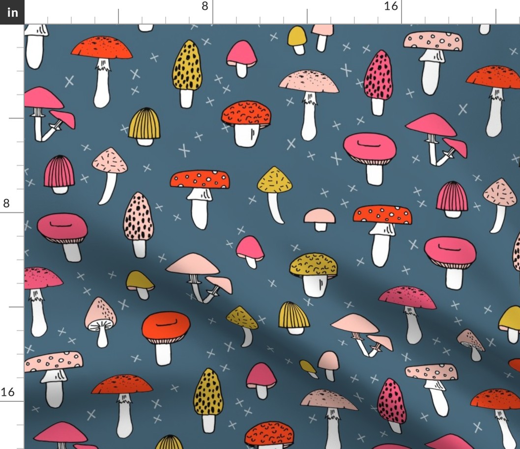 Mushrooms - Payne's Grey background by Andrea Lauren 