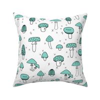 Mushrooms - Pale Turquoise by Andrea Lauren 