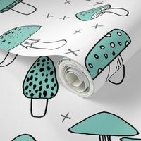 Mushrooms - Pale Turquoise by Andrea Lauren 