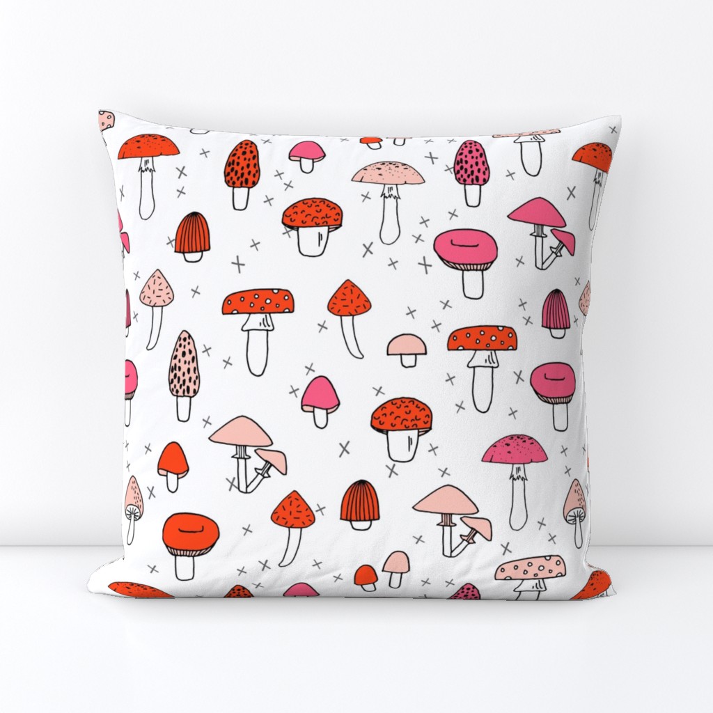 Mushrooms - White, Red, and Pink by Andrea Lauren 