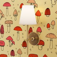 Mushrooms - White, Red, and Pink by Andrea Lauren 