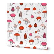 Mushrooms - White, Red, and Pink by Andrea Lauren 