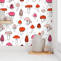 Mushrooms - White, Red, and Pink by Andrea Lauren 