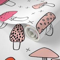 Mushrooms - White, Red, and Pink by Andrea Lauren 