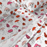 Mushrooms - White, Red, and Pink by Andrea Lauren 