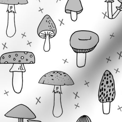 Mushrooms - Slate Grey by Andrea Lauren 