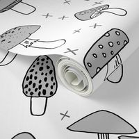 Mushrooms - Slate Grey by Andrea Lauren 