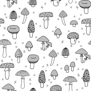 Mushrooms - Slate Grey by Andrea Lauren 