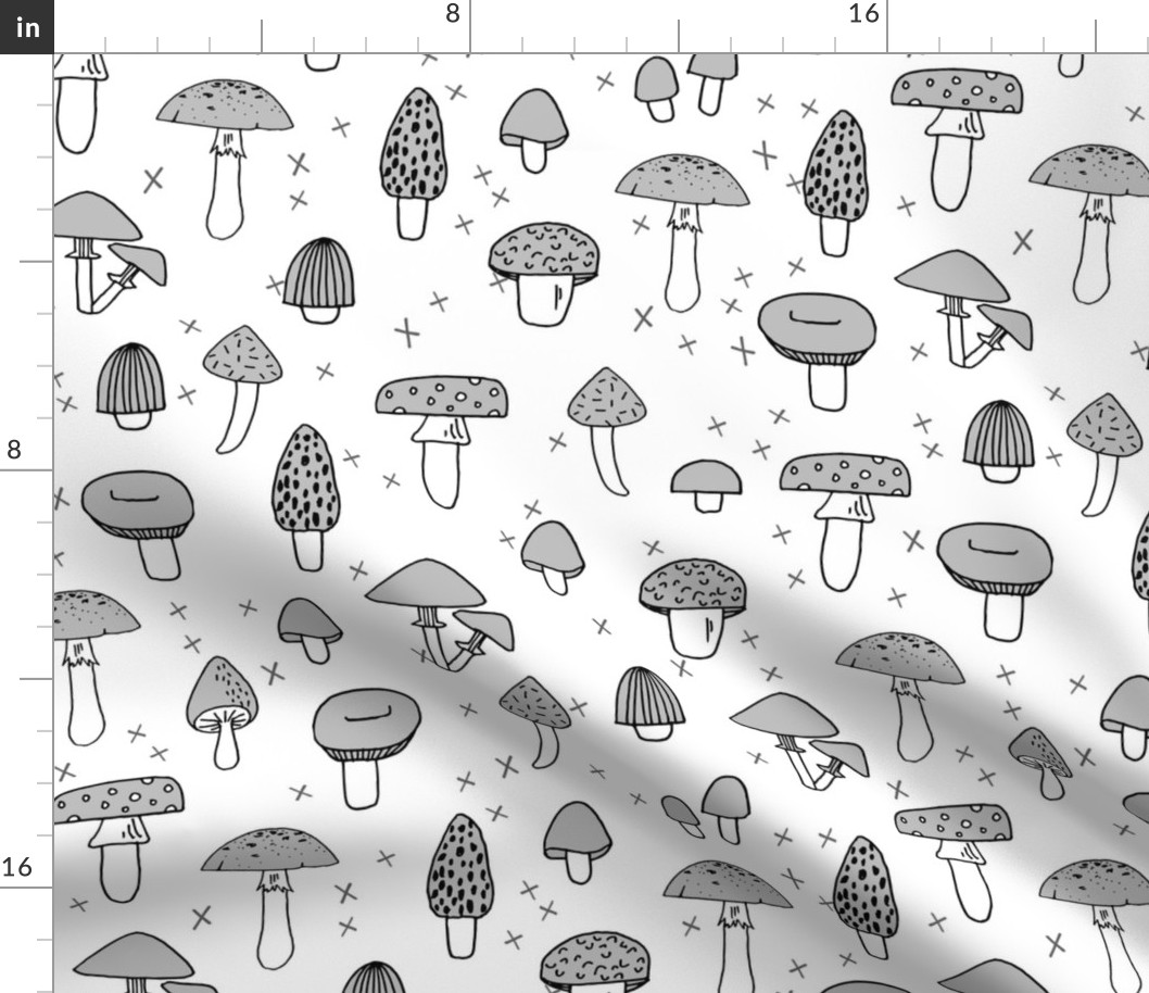 Mushrooms - Slate Grey by Andrea Lauren 