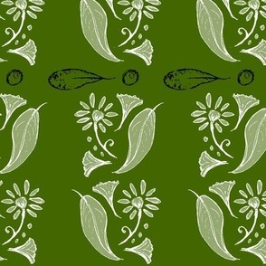 Leaves and flower_olive and deep green