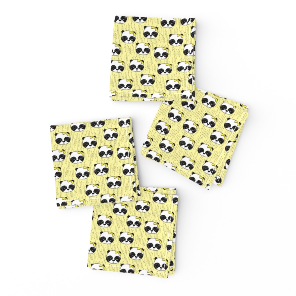 panda girl // girls panda fabric lemon yellow - small version