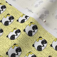 panda girl // girls panda fabric lemon yellow - small version