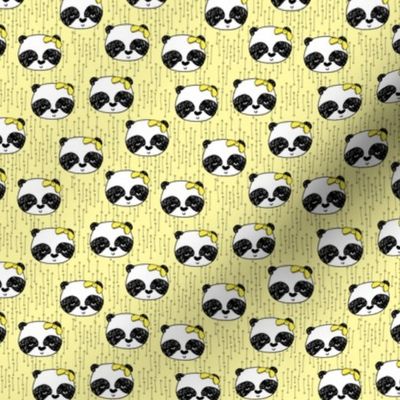 panda girl // girls panda fabric lemon yellow - small version