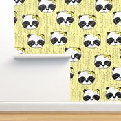 panda girl // girls panda fabric lemon yellow - small version