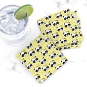 panda girl // girls panda fabric lemon yellow - small version