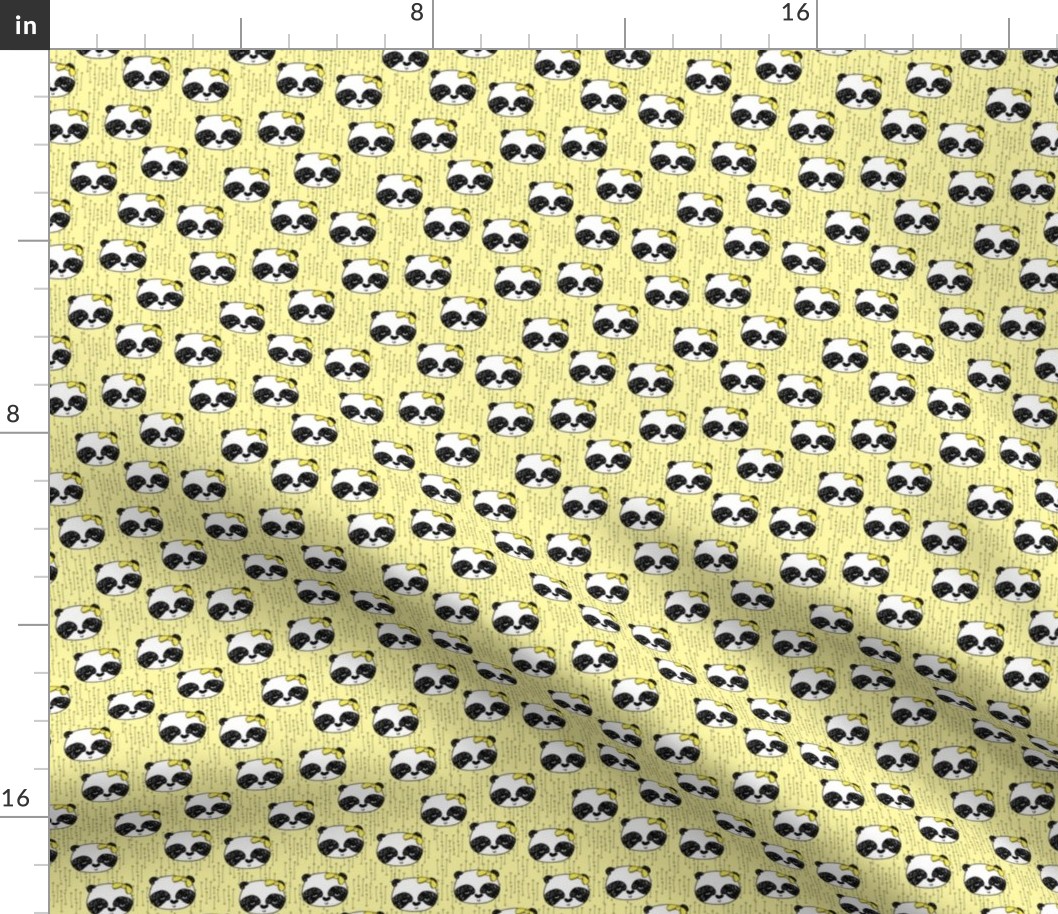 panda girl // girls panda fabric lemon yellow - small version