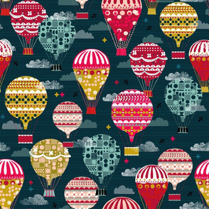 hot air balloon // custom colors blue and red balloon vintage retro flying machines