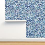 Floating Garden - a watercolor pattern in blue