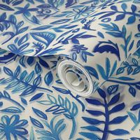 Floating Garden - a watercolor pattern in blue