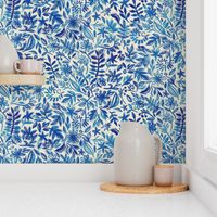 Floating Garden - a watercolor pattern in blue