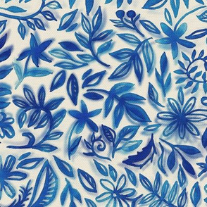 Floating Garden - a watercolor pattern in blue