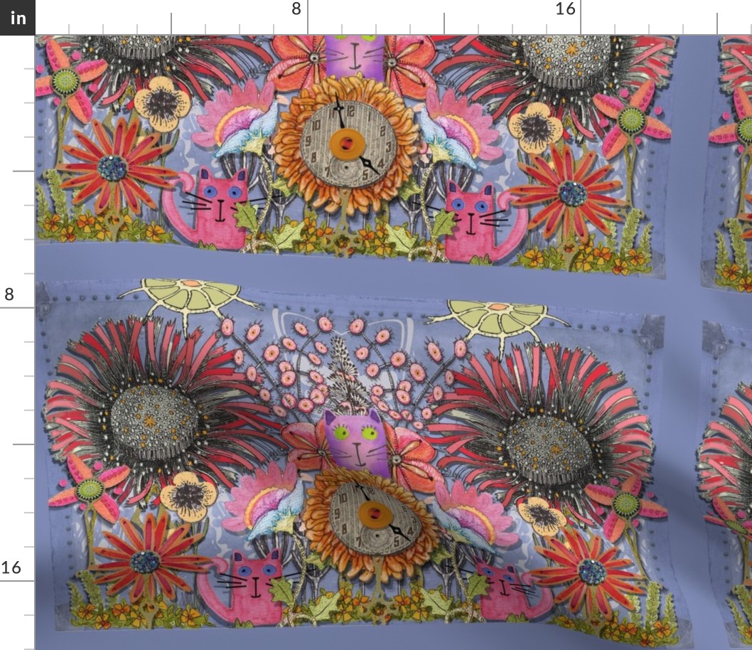 Cat's Garden panels designed for 54"fabric width