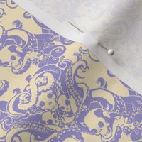 Skull & Tentacle in pale lavender & cream halfsize