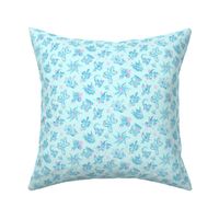 Blue Designs- Small- Light Blue Background- Swirly Shapes Designs