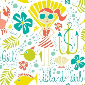 Island Girl - Nautical Summer  White - Large Scale