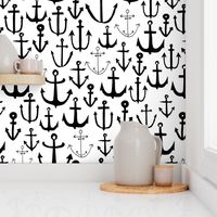 anchors // black and white anchor nautical fabric bw nautical fabric nursery baby andrea lauren fabric