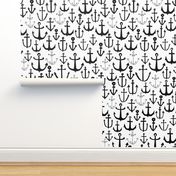 anchors // black and white anchor nautical fabric bw nautical fabric nursery baby andrea lauren fabric