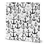 anchors // black and white anchor nautical fabric bw nautical fabric nursery baby andrea lauren fabric