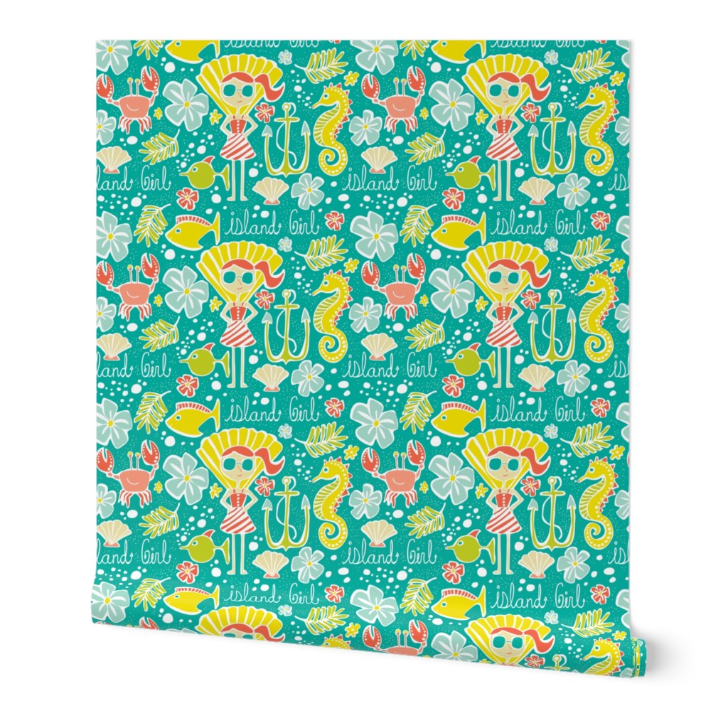 Island Girl - Nautical Summer Aqua - Large Scale