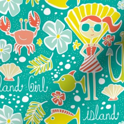 Island Girl - Nautical Summer Aqua - Large Scale