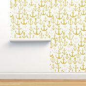 anchors //  mustard yellow anchor baby nursery fabric nautical design andrea lauren