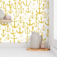 anchors //  mustard yellow anchor baby nursery fabric nautical design andrea lauren