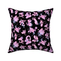 Pink Designs- Large- Black Background- Swirly