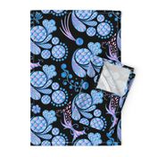 Scales- Large- Black Background- Blue Pink Pastel Designs