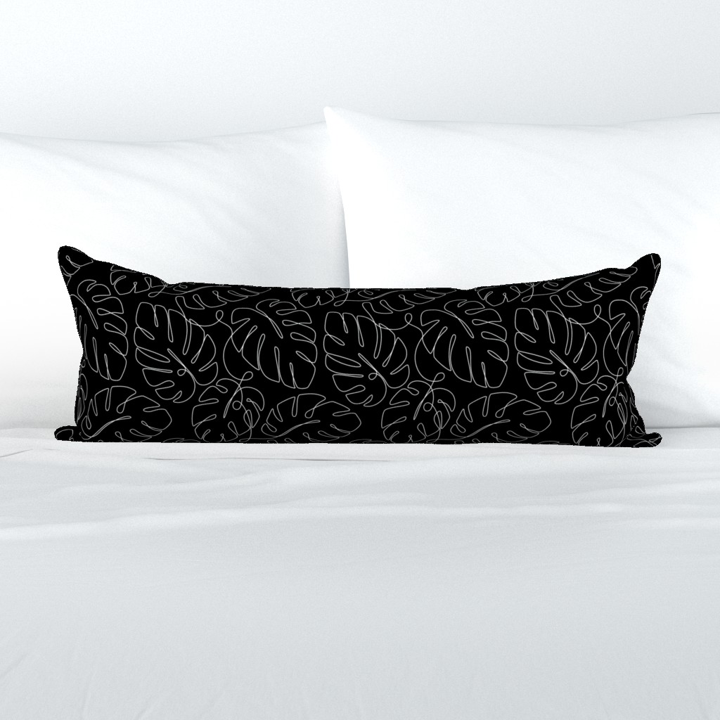 Monstera Continuous Line - Black and White
