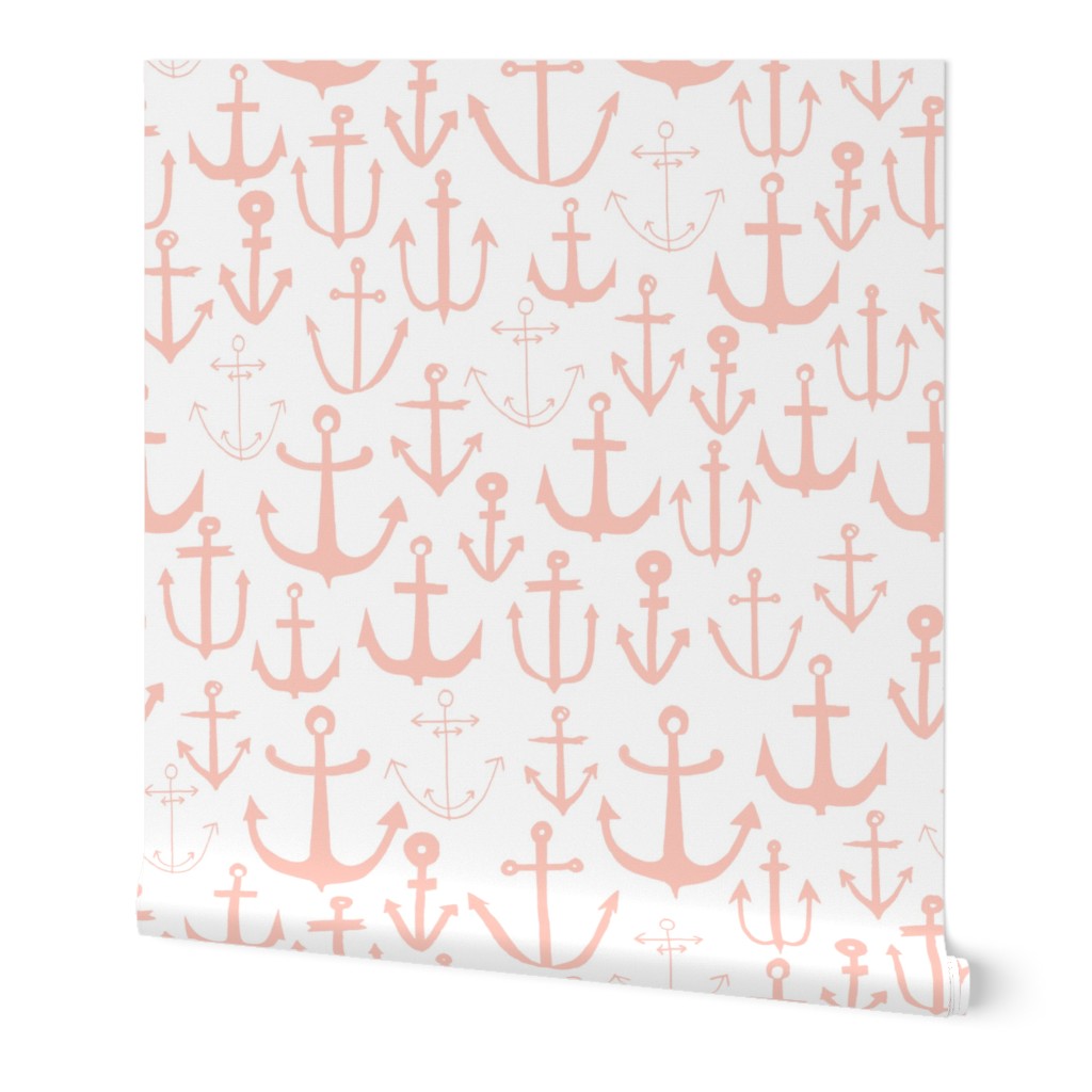 anchor // pink baby nursery fabric nautical fabric nursery baby anchors