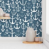 anchors // anchor fabric blue grey fabric anchor nautical design anchors fabric baby nursery blue nautical anchors