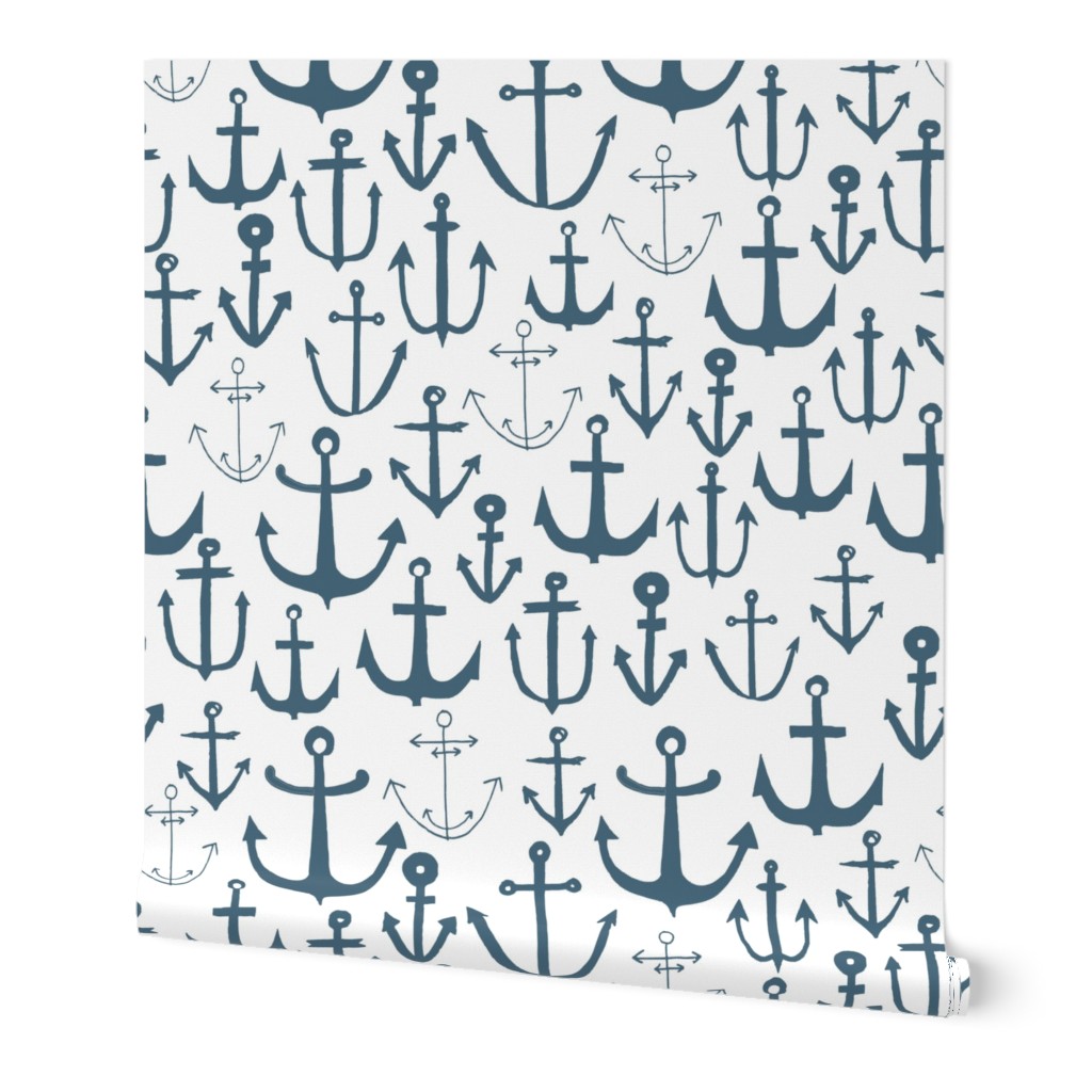 anchors // blue grey anchor nautical design baby nursery cute anchors anchor fabric