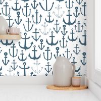 anchors // blue grey anchor nautical design baby nursery cute anchors anchor fabric